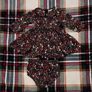 Numi Dark Floral Baby Dress & Bloomers 2T